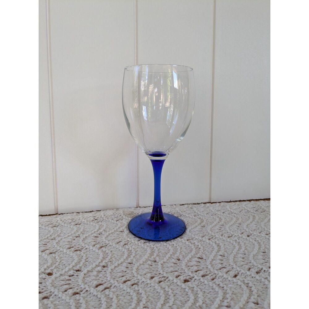 Cobalt Blue Stem Wine Glass - Set of 1 - 7.25" x 3"